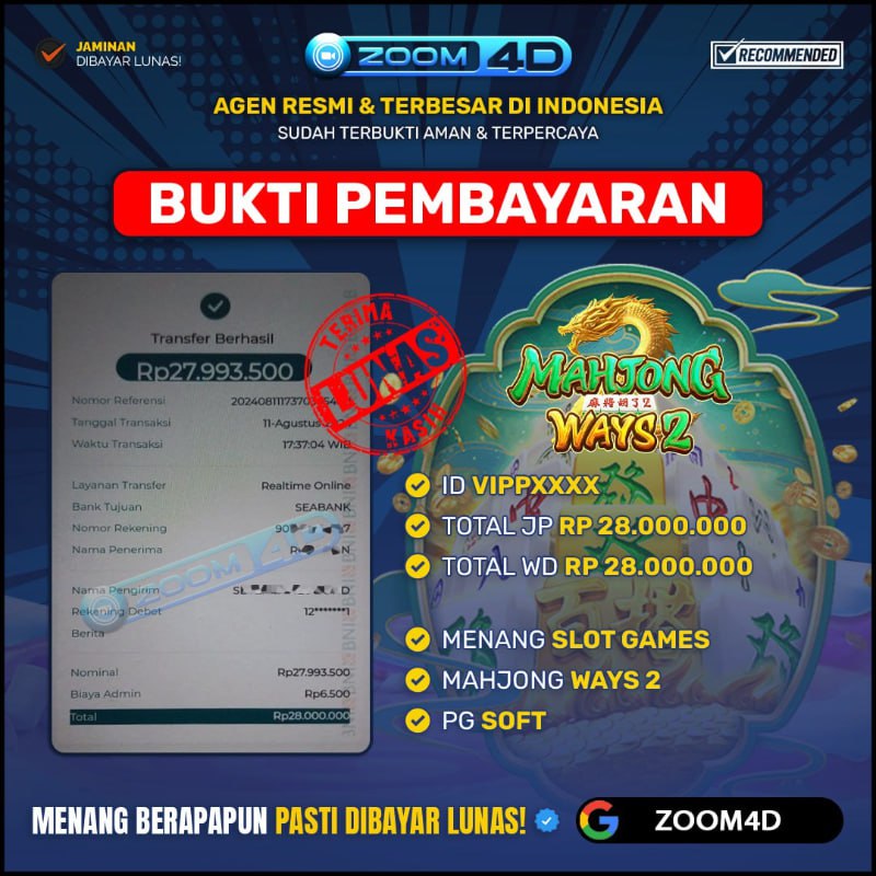 Selamat kepada user VIPPXXX yang telah berhasil melakukan penarikan sebesar Rp. 28.000.000.